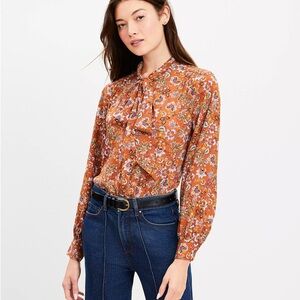 Floral Bow Blouse xs loft